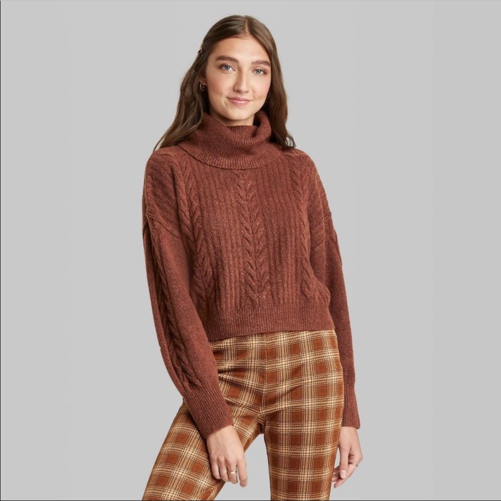 Women’s cropped turtleneck sweater. New with tags